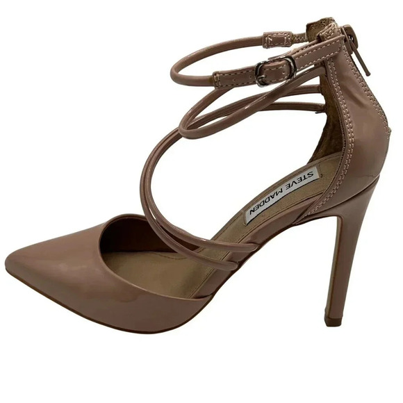Steve Madden Womens 6M Ciena Pointed Toe Strappy Nude Heels Minimalist Stiletto - Picture 9 of 16